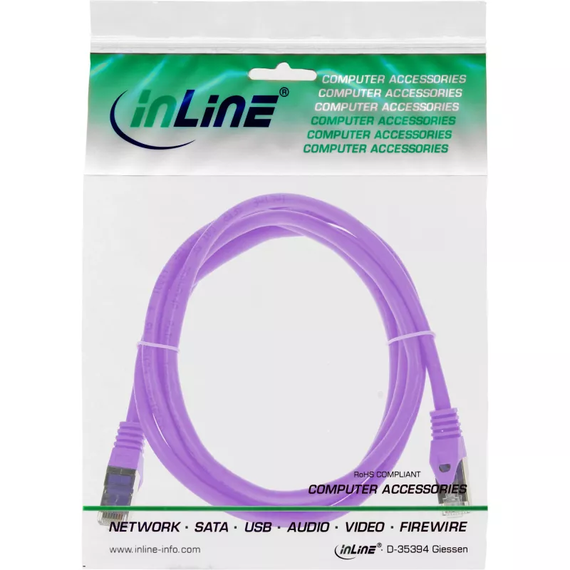 Kabel krosowy InLine 72502P SF/UTP Cat5e 2m Fioletowy