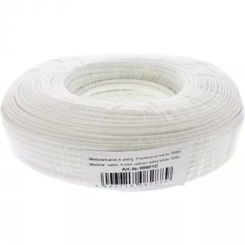 Kabel modułowy InLine, 4-żyłowa taśma, biały, krążek 100 m