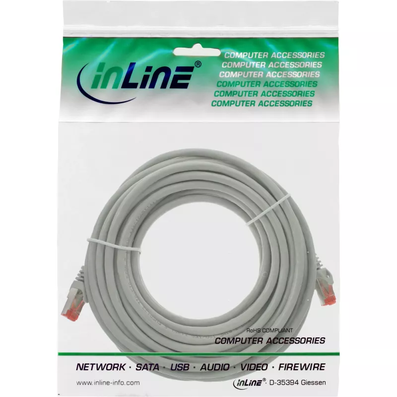 InLine Patch kabel S/FTP PiMF Cat.6 250MHz PVC miedziany szary 20m