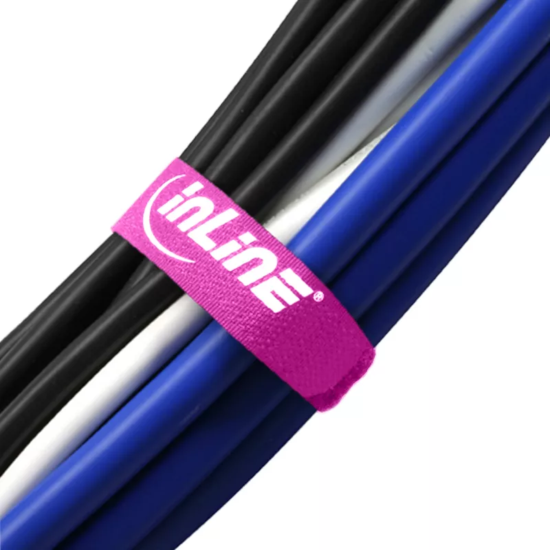 Paski kablowe InLine na rzep 20 x 200 mm 10 szt. różowe