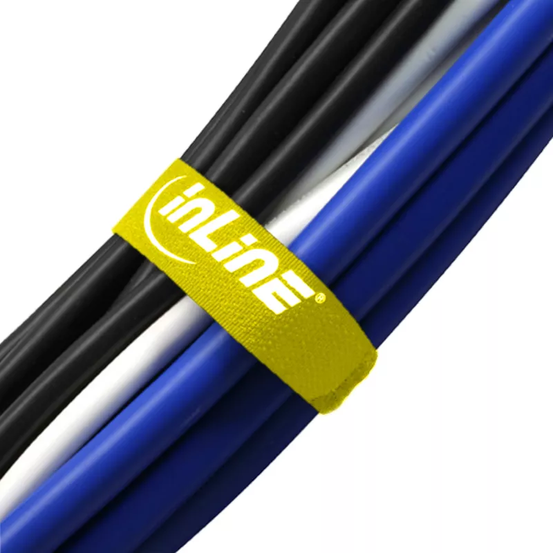 Paski InLine do kabli na rzep 20 x 200 mm 10 szt. żółty