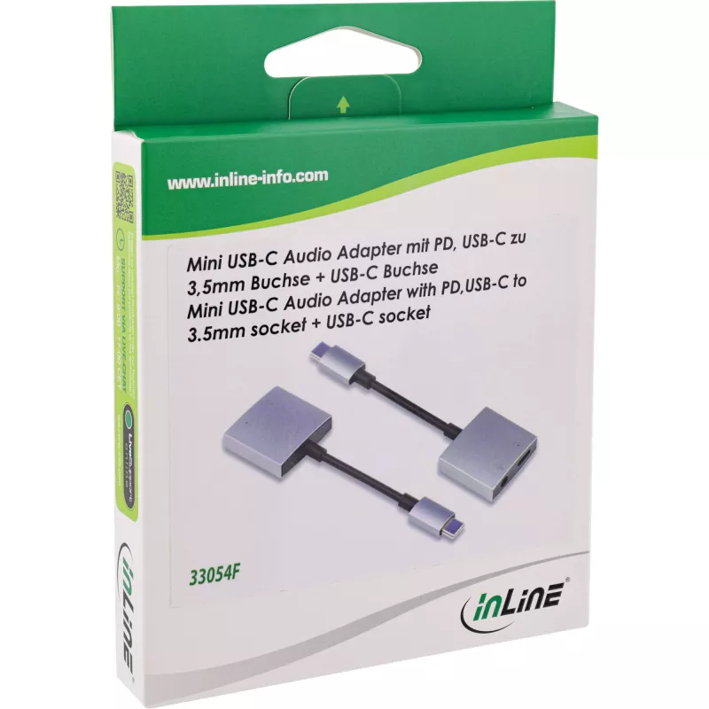 Przewód adaptera audio InLine USB-C, USB-C na jack 3,5 mm + PD 30 W