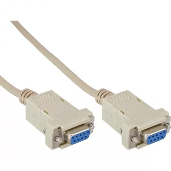 Kabel null modem InLine 9-pinowy gniazdo/gniazdo zaciskany 2 m beżowy