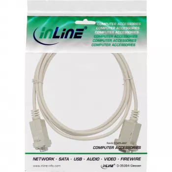 Kabel null modem InLine 9-pinowy gniazdo/gniazdo zaciskany 2 m beżowy