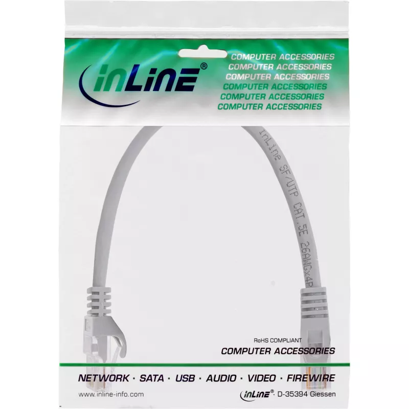 InLine Patch kabel U/UTP Cat.5e szary 0.3m
