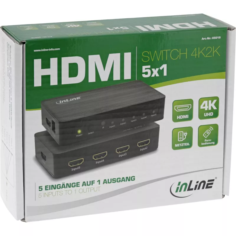 InLine HDMI Switch 5 port 4K2K@60Hz HDCP 2.2 Czarny