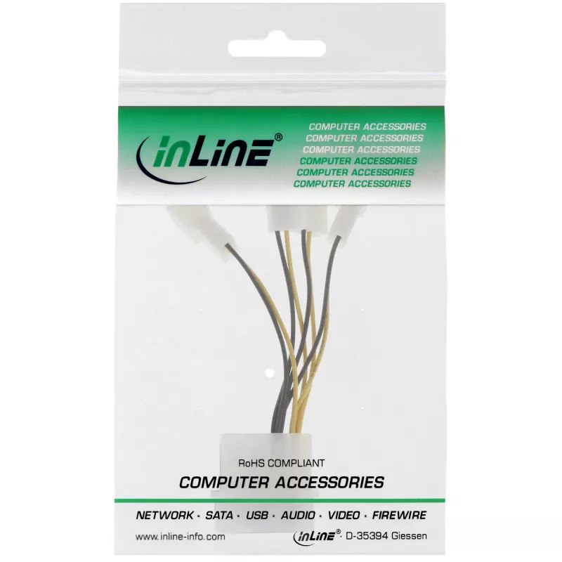 adapter kablowya zasilania Molex InLine 33341A 0,05 m 4x złącze wentylatora
