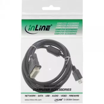 Kabel InLine HDMI-DVI 19-pin męski / 18+1 męski + filtr ferrytowy czarny 1,8 m