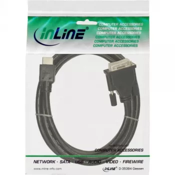 Kabel InLine HDMI-DVI 19-pin męski / 18+1 męski + filtr ferrytowy czarny 5m