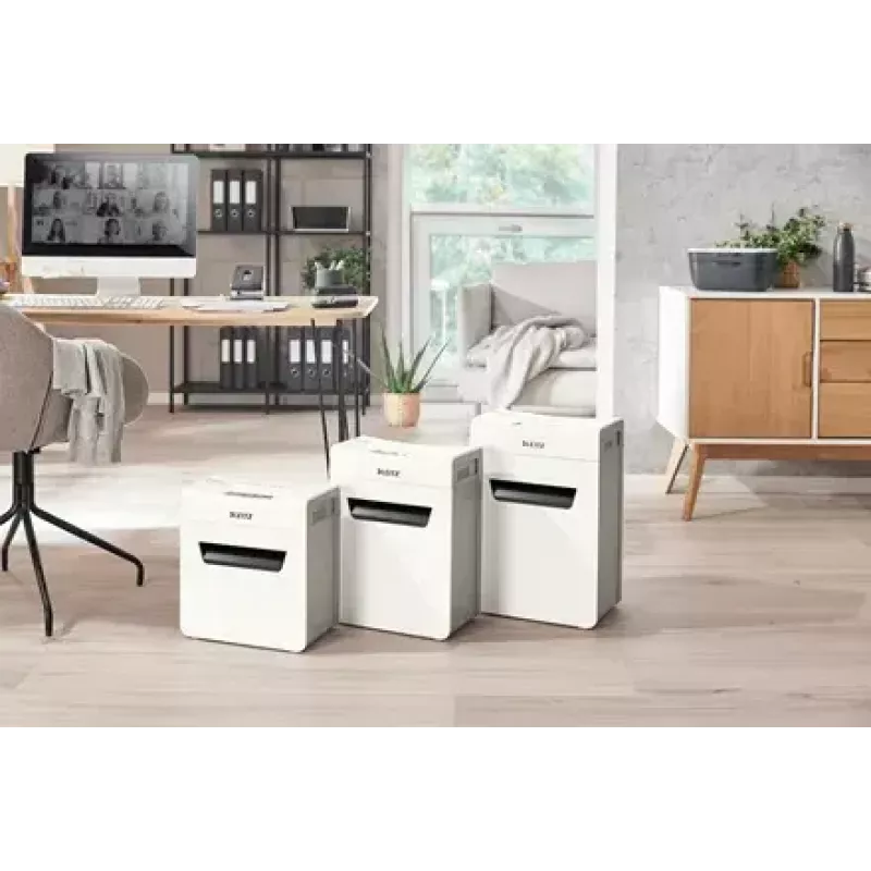 Niszczarka LEITZ IQ Protect Premium 6M P5 — Mikrocięcie, 18 L, sterowanie dotykowe, 351×204×355 mm