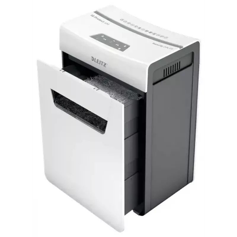 Niszczarka LEITZ IQ Protect Premium 6M P5 — Mikrocięcie, 18 L, sterowanie dotykowe, 351×204×355 mm