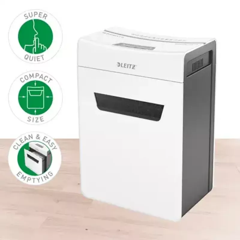 Niszczarka LEITZ IQ Protect Premium 6M P5 — Mikrocięcie, 18 L, sterowanie dotykowe, 351×204×355 mm