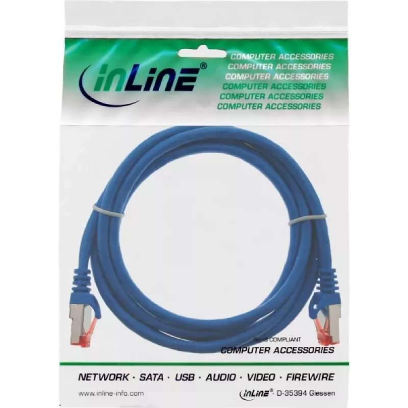 InLine Patch kabel S/FTP PiMF Cat.6 250MHz PVC CCA niebieski 1m