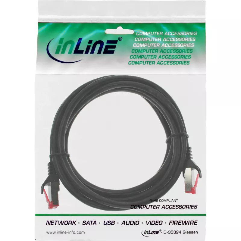 Kabel krosowy InLine S/FTP PiMF Kat.6 250 MHz PVC CCA czarny 0,5 m