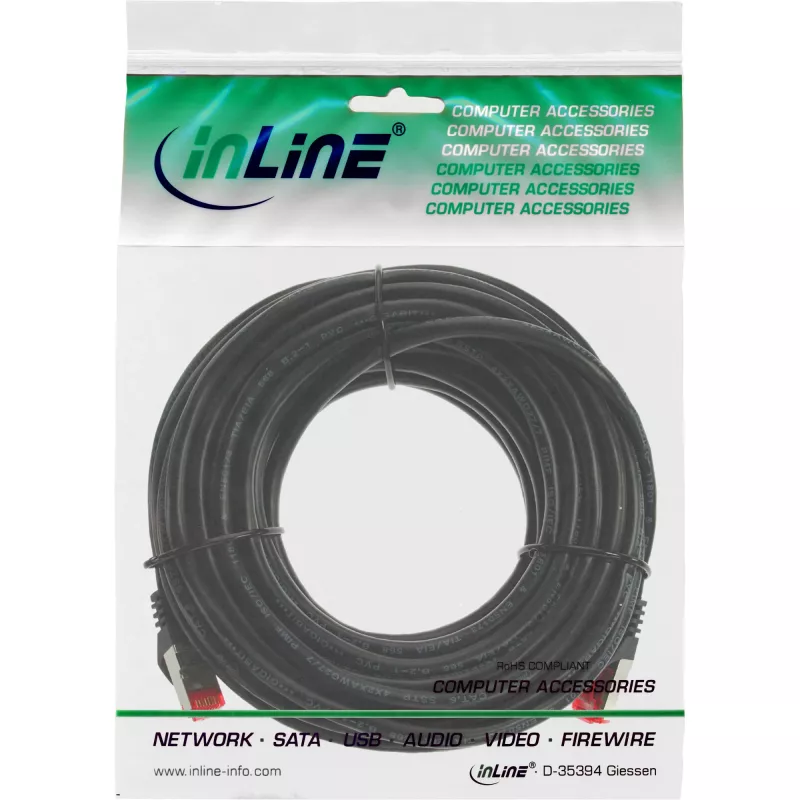 Kabel krosowy InLine S/FTP PiMF Cat.6 250MHz PVC CCA czarny 7.5m