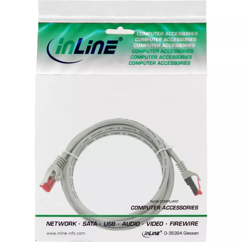 Kabel krosowy InLine S/FTP PiMF Cat.6 250MHz PVC CCA szary 1,5m