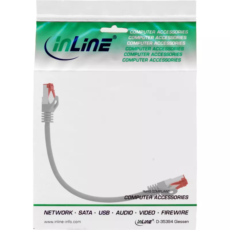 Kabel krosowy InLine S/FTP PiMF Cat.6 250MHz PVC CCA szary 0.25m