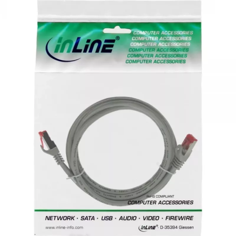 InLine Patch kabel S/FTP PiMF Cat.6 250MHz PVC CCA szary 0.3m