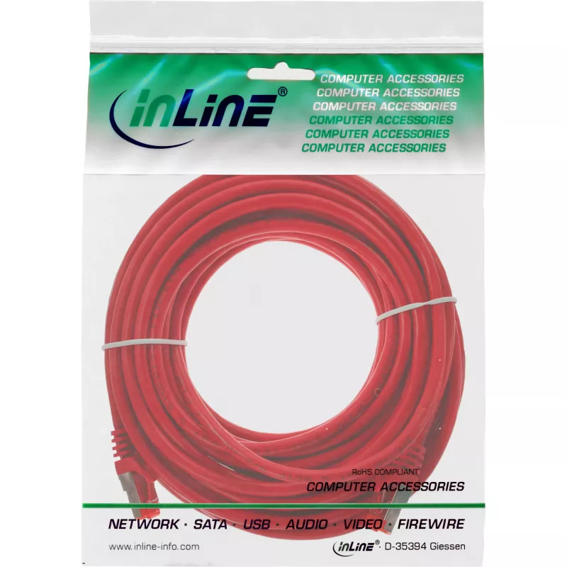 Kabel krosowy InLine S/FTP PiMF Cat.6 250MHz PVC CCA czerwony 7,5m