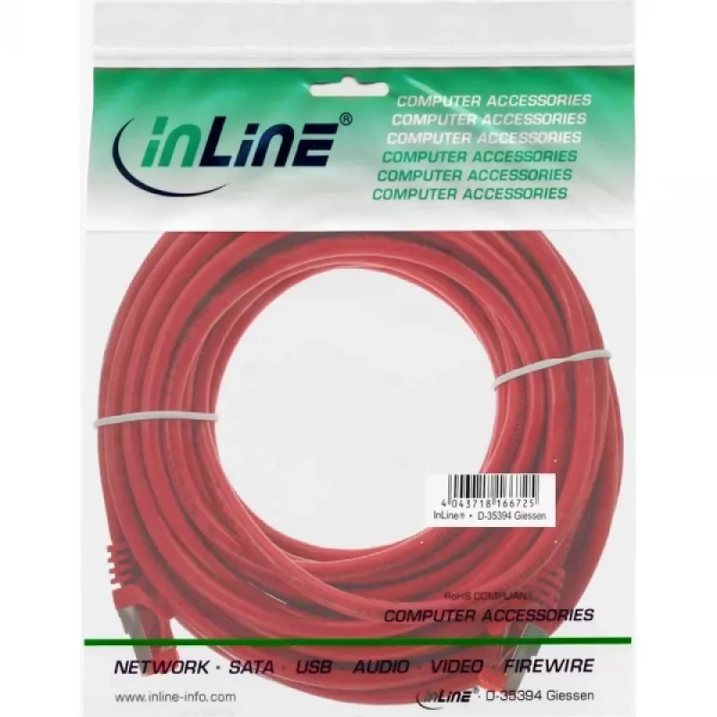 InLine Patch kabel S/FTP PiMF Cat.6 250MHz PVC CCA czerwony 10m