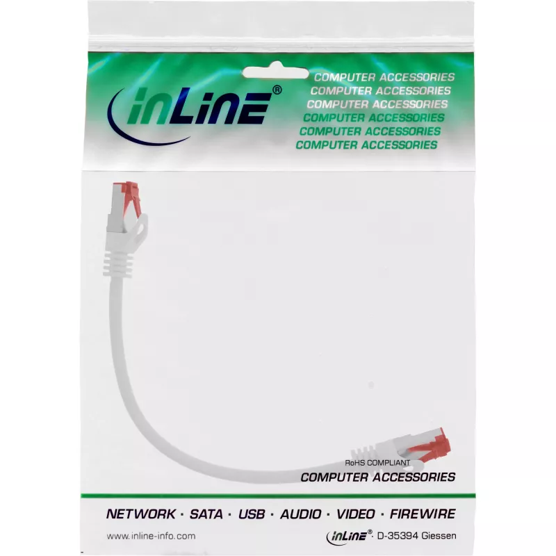 InLine Patch kabel S/FTP PiMF Cat.6 250MHz PVC CCA biały 0,25m