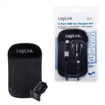 Ładowarka do urządzeń mobilnych LogiLink PA0204 Uniwersalna Czarna Gniazdo zapalniczki Wewnętrzna 12/24V 2.1A
