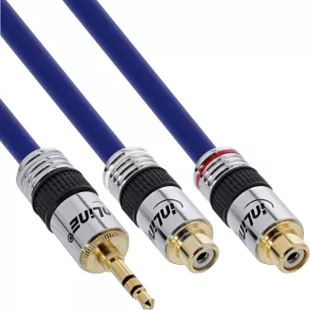 InLine Audio kabel Premium 2x RCA żeński / 3.5mm męski pozłacany 0.25m