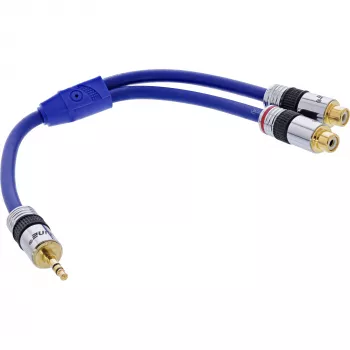 InLine Audio kabel Premium 2x RCA żeński / 3.5mm męski pozłacany 0.25m