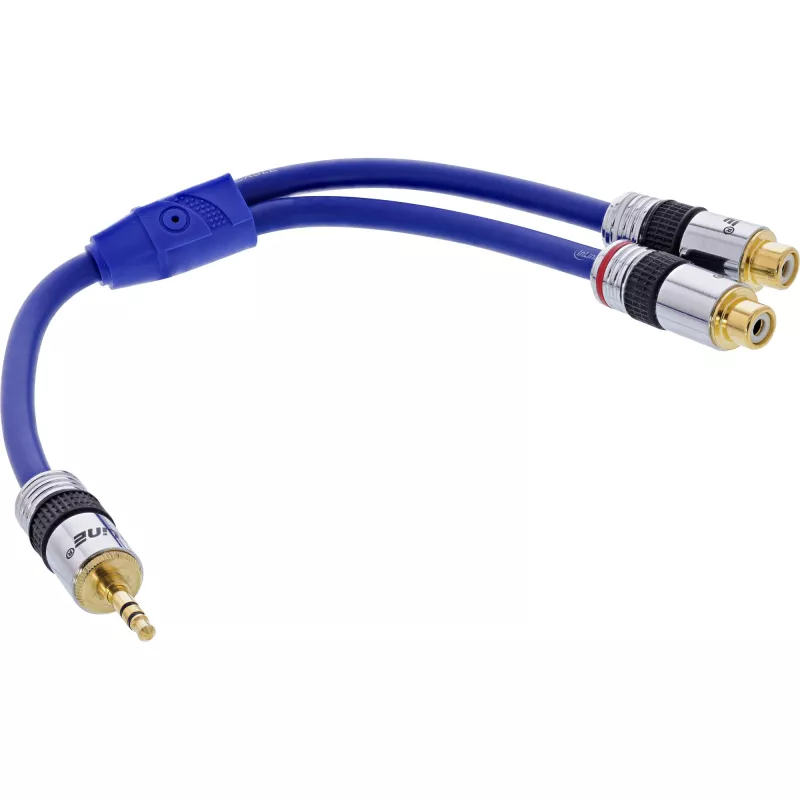 InLine Audio kabel Premium 2x RCA żeński / 3.5mm męski pozłacany 0.25m