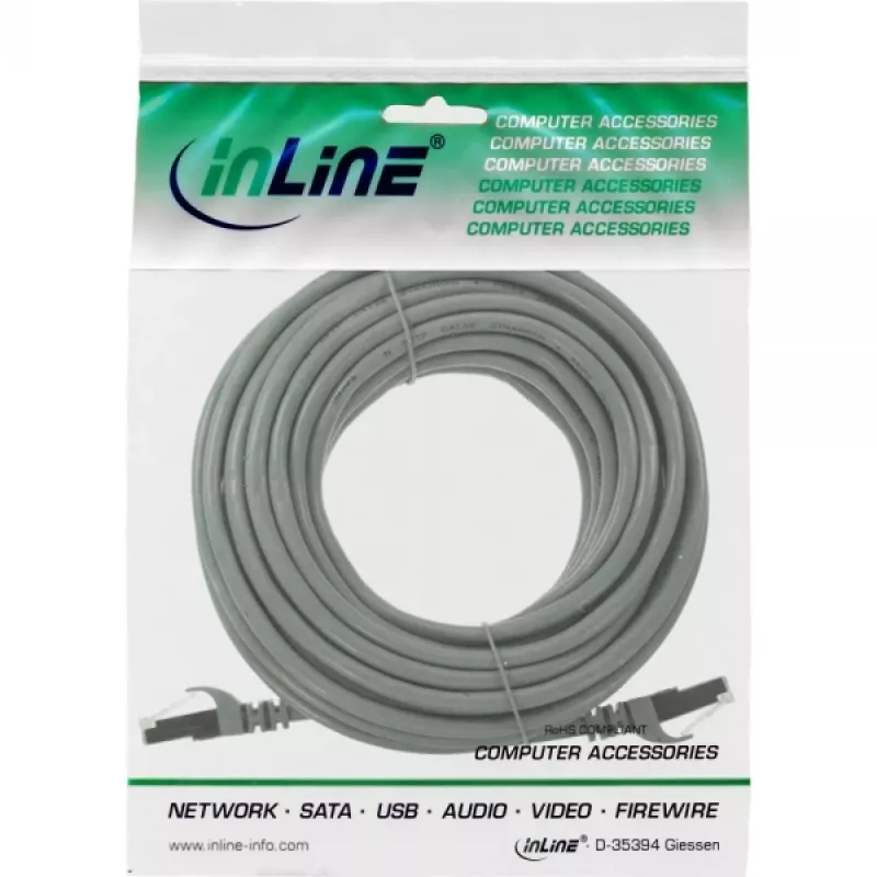 InLine Kabel krosowy U/UTP Kat.5e AWG26 szary 10m