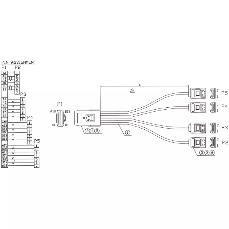 Kabel InLine SAS Mini SAS SFF8087 na 4x SATA direct OCR 0,5 m