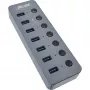 InLine USB 3.2 Gen.1 hub, 7-portowy, z przełącznikiem, aluminium, szary, z zasilaczem