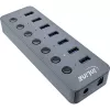 InLine USB 3.2 Gen.1 hub, 7-portowy, z przełącznikiem, aluminium, szary, z zasilaczem