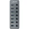 InLine USB 3.2 Gen.1 hub, 7-portowy, z przełącznikiem, aluminium, szary, z zasilaczem