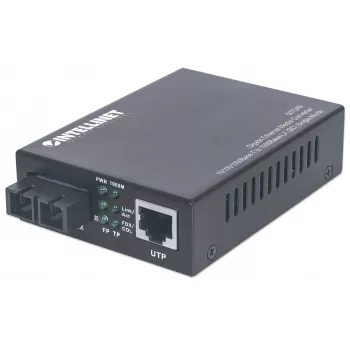 Intellinet Gigabit Ethernet Single Mode Media Converter, 10/100/1000Base-T na 1000Base-Lx (SC) Single-Mode, 20km