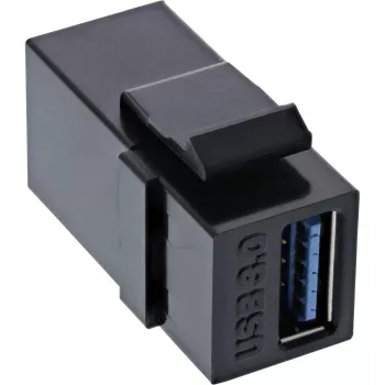 Moduł zatrzaskowy InLine USB 3.1, USB-A F/F, czarna obudowa