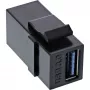 Moduł zatrzaskowy InLine USB 3.1, USB-A F/F, czarna obudowa