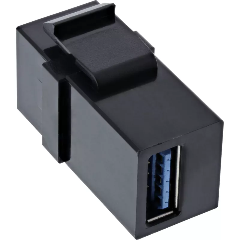 Moduł zatrzaskowy InLine USB 3.1, USB-A F/F, czarna obudowa