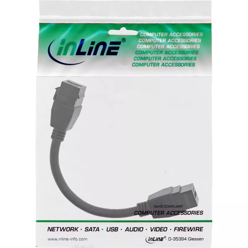 InLine HDMI 2x Keystone kabel 4K/60Hz, HDMI A gniazdo/gniazdo, czarny, 0,2m