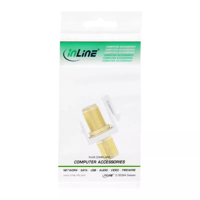 InLine adapter instalacyjny Keystone, do kabla satelitarnego, 2x gniazdo F, biały