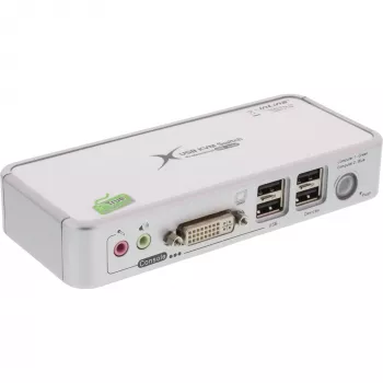 InLine Compact Desktop KVM Switch USB DVI 2 Port + Audio z kablami 1,2 m
