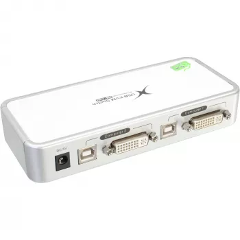InLine Compact Desktop KVM Switch USB DVI 2 Port + Audio z kablami 1,2 m