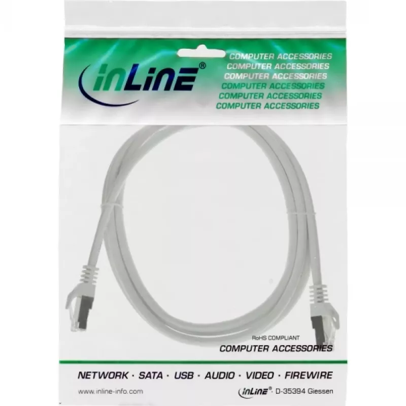 InLine Patch kabel SF/UTP Cat.5e biały 0,3 m