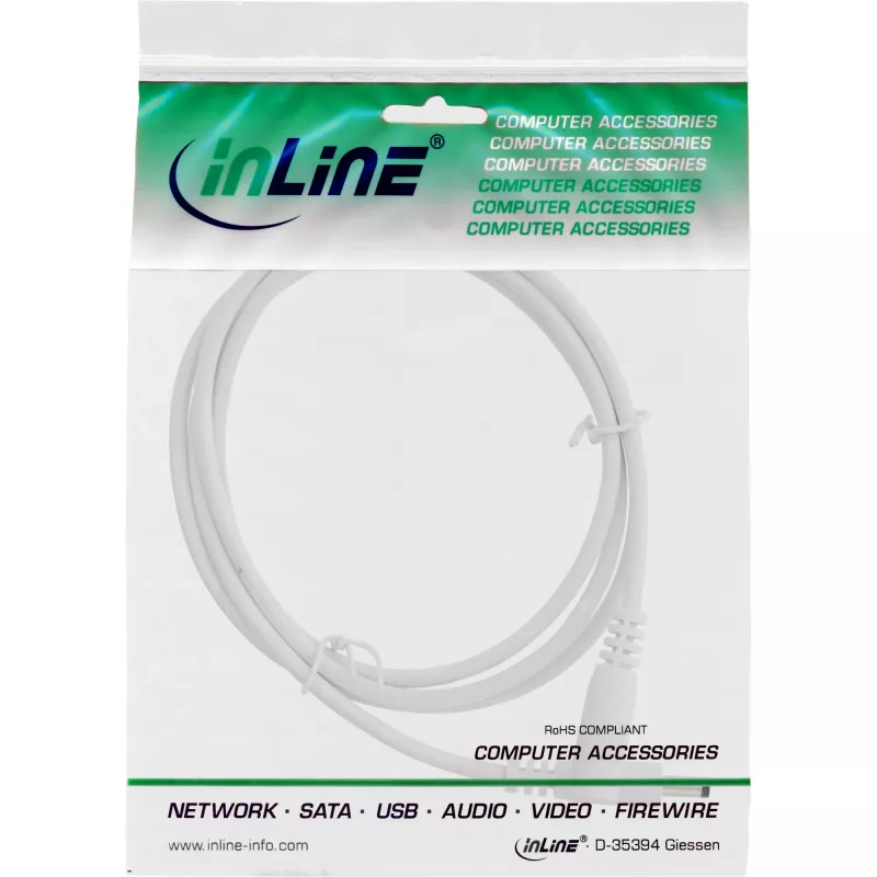 Przedłużacz DC InLine 26855D 0,5 m wtyk/gniazdo 4,0x1,7 mm biały