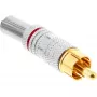 Wtyk męski RCA metalowy do lutowania InLine, srebrny, czerwony pierścień, do kabla 6 mm