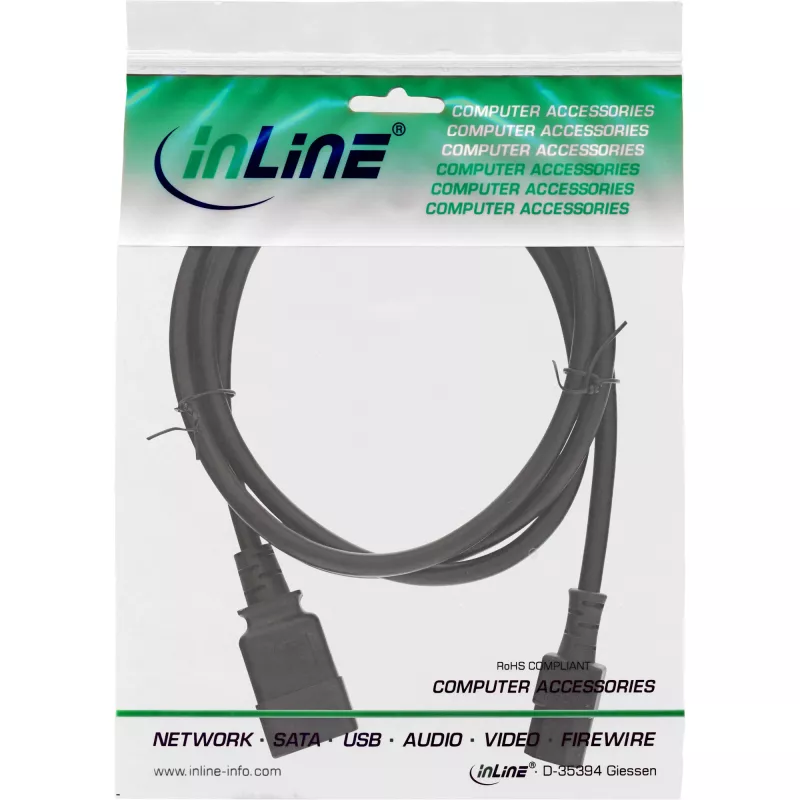 InLine adapter kablowya zasilania, IEC-60320 C20 na C13, 3x1,5mm², maks. 10A, 2m