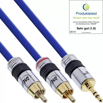 InLine Audio kabel Premium 2x RCA męski / 3.5mm męski pozłacany 25m