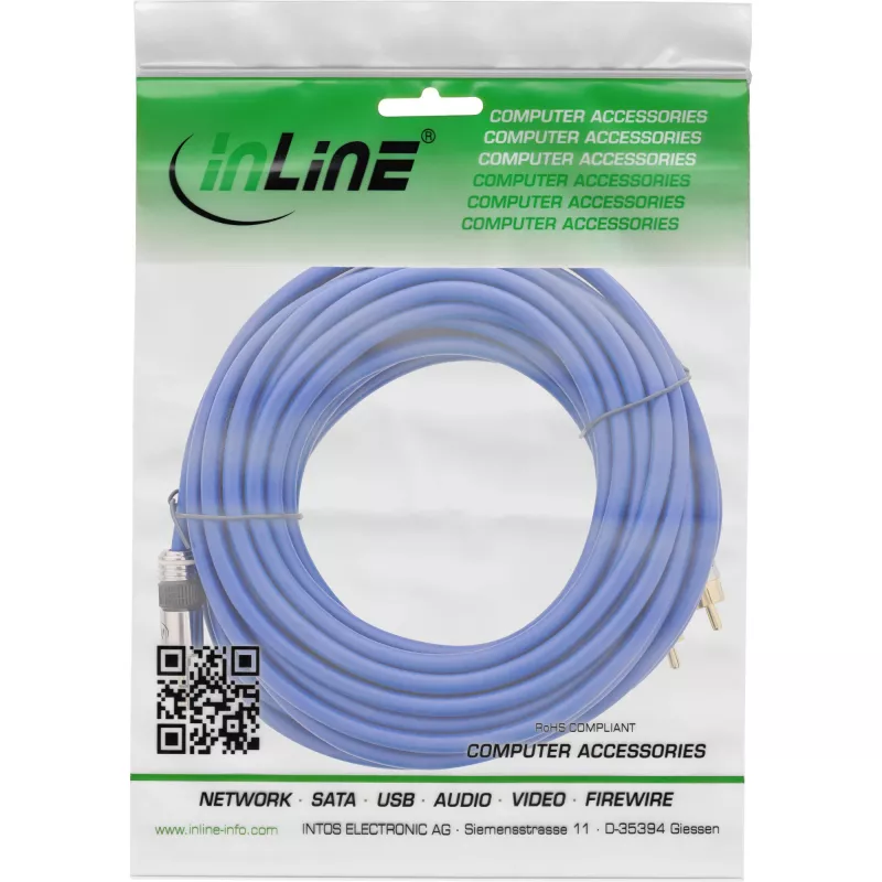 InLine Audio kabel Premium 2x RCA męski / 3.5mm męski pozłacany 25m