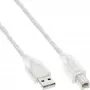Przewód USB 2.0 Typ A męski / B męski InLine 34510T 1m przezroczysty