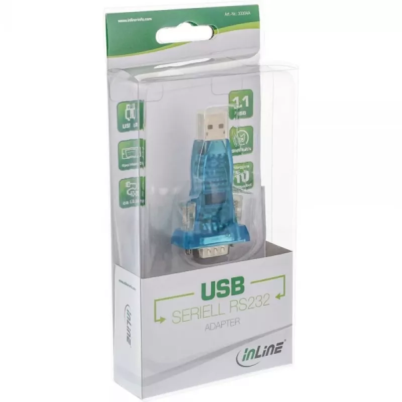 Adapter InLine USB na RS232, USB A na 9-stykowe Sub-D, przedłużenie USB 0,8 m